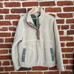 💚🧡 LL Bean Sherpa Fleece Pullover – Women’s XL – Soapstone